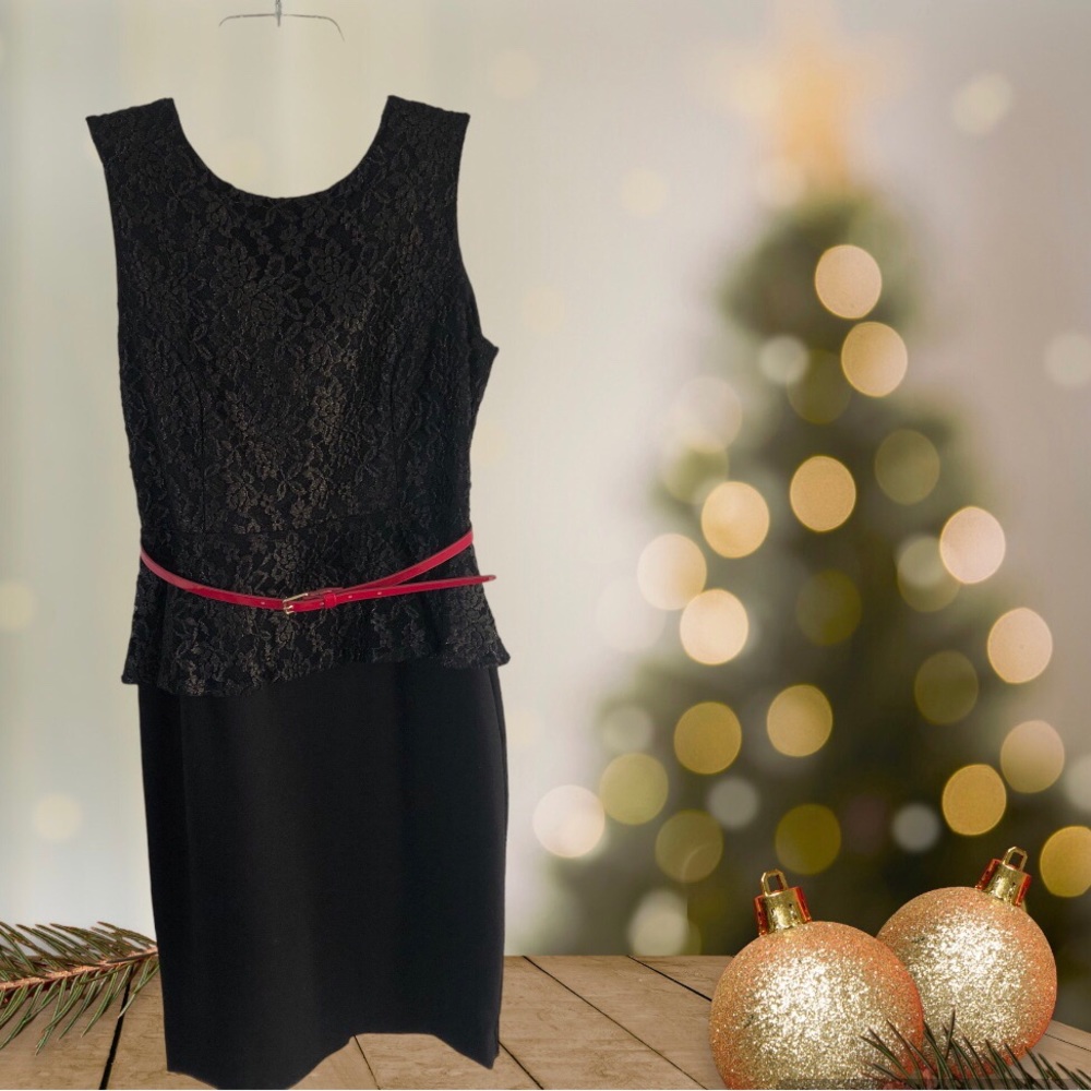 NWOT WORTHINGTON BLACK WITH LACE DRESS 4P